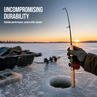 Ice Fishing Rod Set with Solid Carbon Fiber Short Section Rod