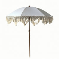 Boho Patio Umbrella Macrame Tassel Umbrella Tassel Sunshade Tasseled Sunshade with Tassels Freestanding for Beach, Garden