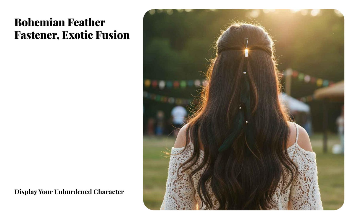 Feather Hair Clip Bohemian Design Tassel Bead Hair Piece Feathers Clip-in Feather Hairpiece for Women, Girls, Beach Vacation, Festivals, Travel