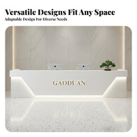High-Gloss Finish Modern Reception Desk Sturdy Construction Luxury Cashier Counter Spacious Storage Salon Reception Desk Thickened 18mm Board for Receptionists, Business Owners, Office Managers, Hotel Lobby, Boutique