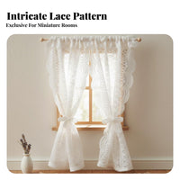 DIY Accessory 1:12 Scale Lace Curtain Scalloped Border 1:12 Scale Window Drapes Handmade for Crafters, Dioramas, Model Room