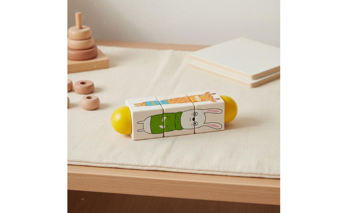 Wooden Rotating Block Brain Teaser for Toddlers