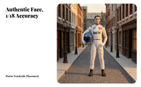 1/18 Scale Racer Figurine | Painted Facial Features, Racer Figure with Helmet, for Diorama
