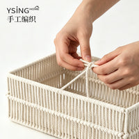 Cotton Rope Woven Desk Storage Box with Lid