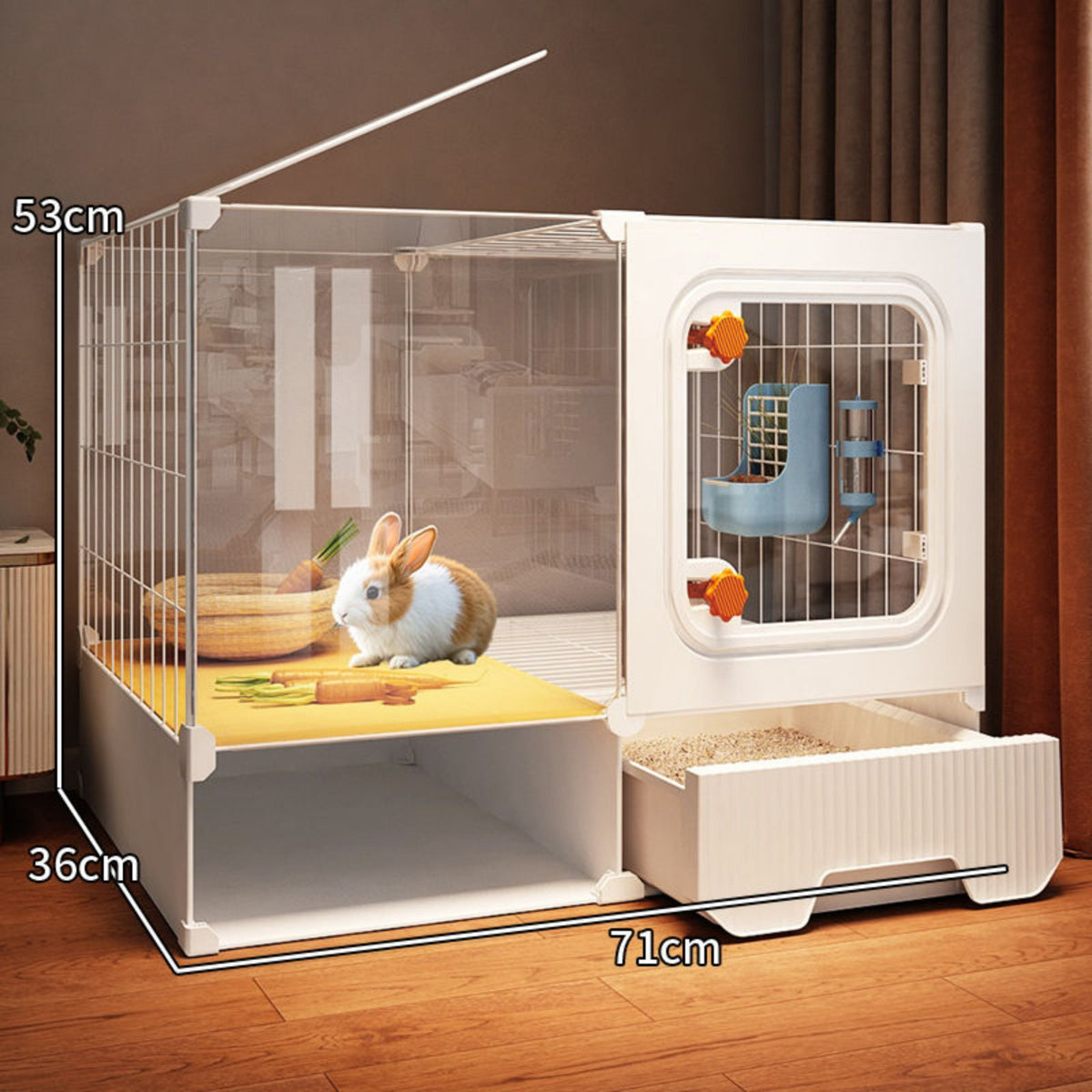 Transparent Hare Enclosure with Drawer Tray, Indoor Villa
