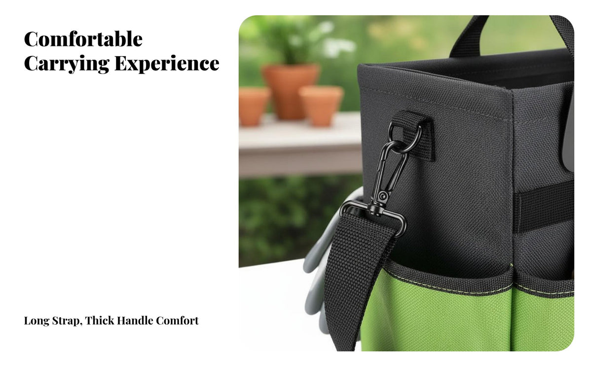 10 Pockets Heavy Duty Garden Tool Bag Self-Standing Frame Garden Tool Bag Multifunction for Gardeners, Yard Work, Outdoor, Home Improvement
