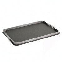 Leather Tray with Metal Frame Textured Rectangular Tray with Handles for Coffee Table