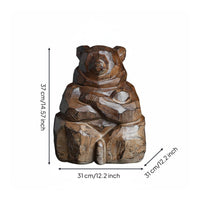 bears Figurine Gift Idea Wooden Animal Sculpture Country Home Decor Animal Ornament
