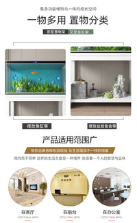 鱼缸架子金属鱼缸桌钢木鱼缸底座鱼缸底架鱼缸柜铁艺鱼缸储物架子 黑架+黑色【圆角桌面】 80x40x70cm
