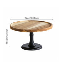 Elegant Design Wooden Pedestal Cake Stand Multi-Design Acacia Wood Cake Plate Sturdy Base High Foot Dessert Tray for Wedding