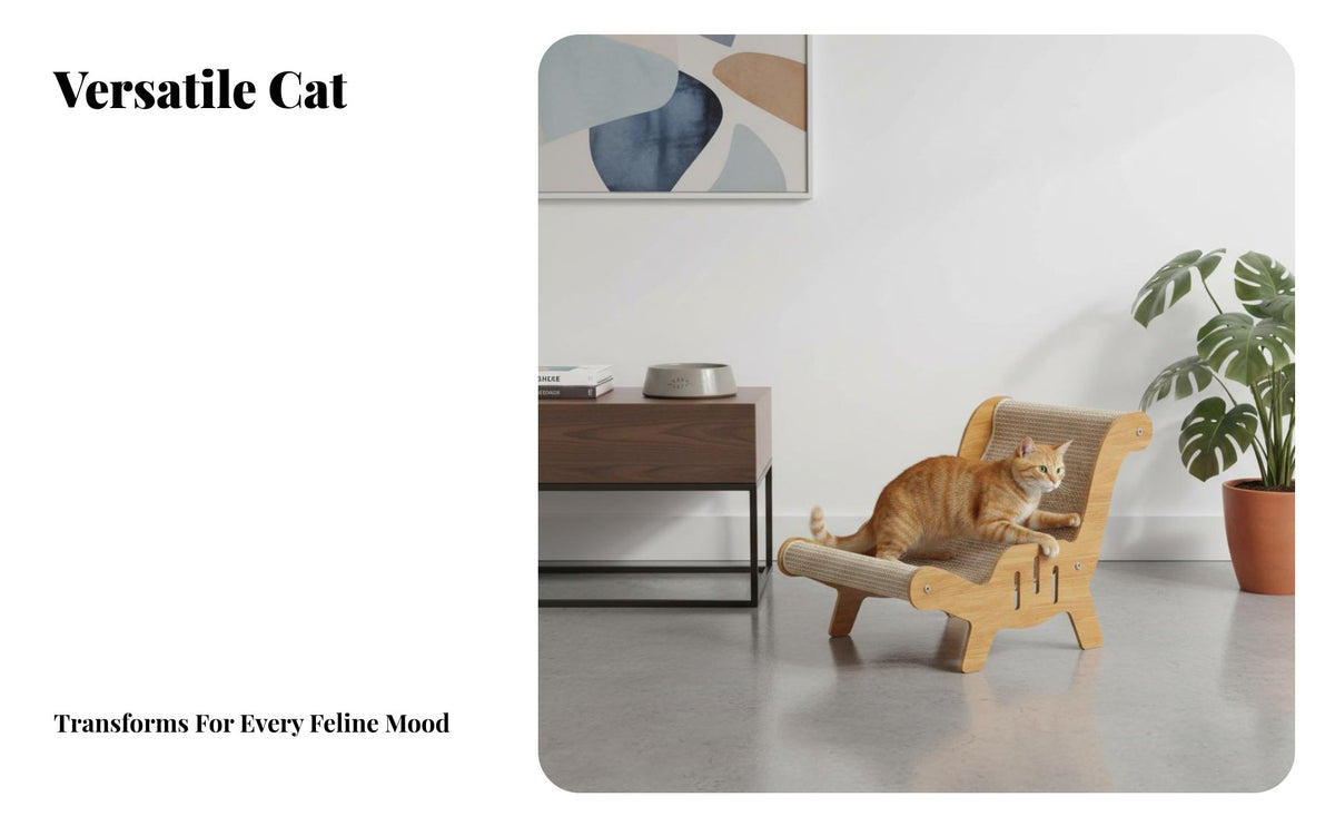 Cat Scratcher Lounge Multifunctional-in-1 Design Cat Long Chair Scratcher Sisal Scratching Board for Large Cats, Kittens