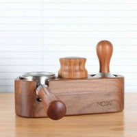 Silicone Pads Wooden Portafilter Stand Natural Wood Grain Portafilter Holder Stand Single-Piece Espresso Tool Organizer Compact