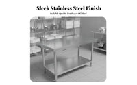 Easy to Clean 2-Tier Stainless Steel Table High Load Capacity Stainless Steel Prep Table Rust-Resistant Commercial Kitchen Worktable Multi-Purpose for Caterers, Restaurant Personnel, Homeowners, Bakery, Warehouse, Garage, Workshop