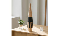 Woven Cone Tree with Wooden Base Minimalist Christmas Tree Decoration Rustic Holiday Accent Handmade for Windowsill