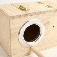 Wood Bird Box with Perch, Horizontal Nesting Box for Lovebird and Parakeet, Insulated Wooden Bird House with Mounting Hardware 137/145