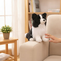 Realistic Border Collie Stuffed Stuffed Animal Lifelike Border Collie Stuffed Animal Soft Stuffed Toy with Faux Fiber Flossy for Dog Lovers, Kids, Toddlers, Playroom, Bedroom, Nursery