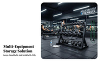 Space-Saving Design Dumbbell Rack Stand Heavy-Duty Construction Dumbbell Kettlebell Plate Rack Floor-Safeguarding Feet Multifunctional Weight Storage Stand Adjustable Tiers for Home Gym