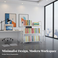 Stable Structure Multi-Tier Bookshelf Multifunctional Floor Standing Book Rack Large Capacity Simple Book Storage Shelf Space Saving for from Ice Workers, Apartment Dwellers, Study Room, Bedroom, Entryway, Bathroom