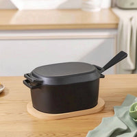 Rectangular Dutch Oven Uncoated Cast Iron Loaf Pan with Lid Pre-Seasoned Baker for Bread Cooking