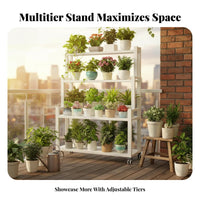 Waterresistant Wheeled Flower Pot Stand sun-resistant Rolling Plant Stand Indoor & Outdoor Tiered Rack Floor-Standing for Gardeners, Home Decorators, Homeowners, Balcony, Living Room, Patio, Corner