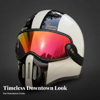 Retro Full-Coverage Helmet 3C Certified Retro Full Face Helmet Impact Resistant for Men, Cruising, Daily Commuting