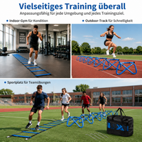 Agility Hurdles Set, 6m coordination ladder with 5 hurdles and 4 ground pegs, training set for football speed training