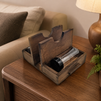 Wooden Desk Tidy, Stylish Desk Organizer Wood Pen Pot for Desktop, Retro Stationary Storage, 25.5x18.5x14.5cm