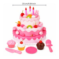 Colorful Plastic Birthday Cake Playset Pastel Style Light-up Singing Cake Cutting Play Decorative for Children