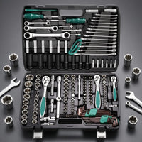 175 Pieces Chrome Vanadium Steel Automotive Socket Tool Kit 72-Tooth Mechanic Socket Set Molded Compartments Ratchet Wrench Set Hard Case for Mechanics, Auto Repair Shop, Garage