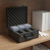 Black Aluminum Carrying Case Portable Aluminum Tool Case Foam Padded Storage for Travel, Workshop