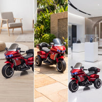 Kids 12V Youngster's Push-Along Motorcycle Powered Electric Tricycle for Young Children, Backyard, Playroom