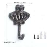 Easy to Install Crown Wall Hook Metal Decorative Wall Hook Space-Saving Hardware Vintage for Entryway, Bedroom