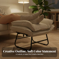 Thickly Padded FluffyShaped Pouf Nordic artistic Round Pouf Soft Texture Footstool Minimalist design for Adults, Families, Students, Living Room, Balcony, Bedroom, Nursery