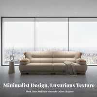 linear Wooden Couch arrangement New Chinese appearance Sectional Seating Group top-grain leather Upholstery Living Room Furnishing for Families, Hotel
