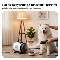 Low Noise High Velocity Pet Dryer Quick Dry Dog Hair Force Dryer Adjustable Heat Setting Heated Grooming Blower Stepless Speed Control for Large Dogs