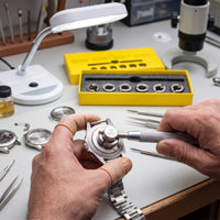 Screw-Timepiece Case Opener with Dies Professional Watch Back Case Opener with Dies Interchangeable Tool for Watchmakers, Hobbyists, Workshop