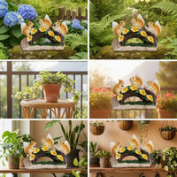 Squirrel Statue with Solar Lights Whimsical Solar Squirrel Garden Statue Bonsai Arch Sculpture Lighted Ornament Weatherproof