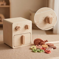 Educational Toy Air Fryer Long-Lasting Pretend Air Fryer Imaginative Wooden Play Food Set Minimalist for Children, Toddlers, Playroom, Nursery