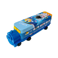Cartoon Double-Layer Tin Stationery Box, Train Shape, Multifunctional, Fun Design for Primary School Students, Customizable