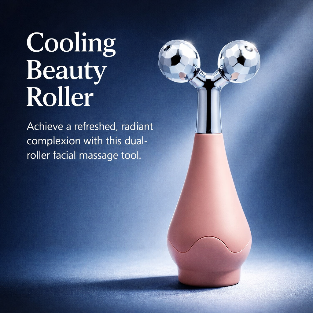 360° Rotating Stainless Steel Ice Roller for Face and Eyes, Cooling Metal Massage, Balls Puffiness Reduction for Women
