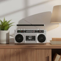 Multifunction Retro 80s Design Boombox Powerful Bass Retro Cassette Boombox SD Card and USB Input AM Frequency Modulation SW Radio Two Power Supply for Outdoor
