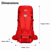 Large Rucksack 56-75L, Water-Resistant Hiking Backpack with Rain Cover, Nylon Rucksack for Hillwalking Scotland & Day Trips UK