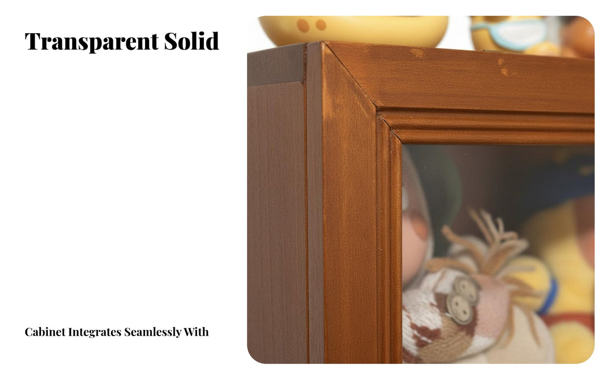 Storage Cabinet Solid Wood Frame Figurine Display Case Standing Dustproof Display Case for Collectors, Adults, Desktop, Bedroom, Office