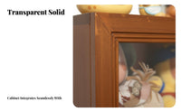 Storage Cabinet Solid Wood Frame Figurine Display Case Standing Dustproof Display Case for Collectors, Adults, Desktop, Bedroom, Office