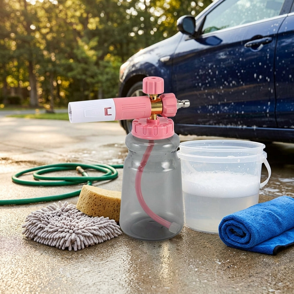 Car Cleaning Pump Sprayer for Professional Detailing, High Pressure Car Foam Sprayer with 1L Bottle, Copper Nozzle Core, Auto Detailing Tool