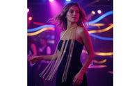 Choker with Fringe Statement Fringe Necklace Crystal Costume Jewelry for Women, Party, Clubwear