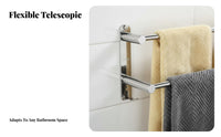 Drillno-Drill Installation Extendable 3-Bar Wall Rack Rust-Resistant 3-Tier Towel Rack with Bar Easy to Install Bathroom Organizer Space-Saving for Apartment Dwellers, Dorm Residents, Washroom, Laundry Room, Kitchen, Spa