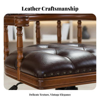 Upholstered Rolling Armchair 360-Degree Rotate Tufted Rolling leader's Chair Height Adjustable Ergonomic Design for Study Room