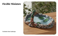 Handmade Resin Frog Pond Ornament Waterproof Miniature Pond with Frogs Statue Lifelike Design for DIY Enthusiasts, Aquatic Aquarium