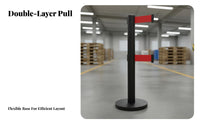 Heavy-Duty Base Double Belt Stanchion Long-Lasting Construction Retractable Belt Stanchion Versatile Use Stainless Steel Queue Pole Easy Installation for Event Organizers, Venue Managers, Business Owners, Exhibition Halls, Airports, Trade Exhibition S
